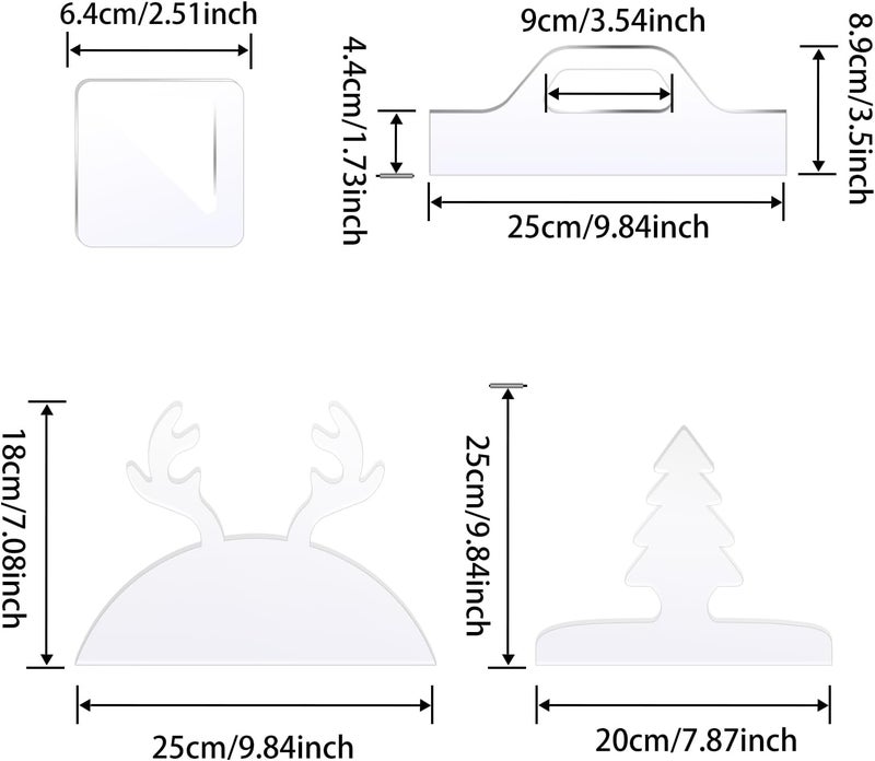 LYMOI 4 Pcs Router Templates, Acrylic Templates for Woodworking, Charcuterie Board Handle Template, 5mm Thick Cutting Board Template Angled Curvy Stencils Guide Tool for Kitchen Xmas Gift (Tree Style) - Image 2